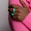 Ti Sento Turquoise Beaded Row Ring, Silver