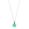 Ti Sento Turquoise CZ Cushion Pendant Necklace, Silver
