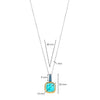 Ti Sento Turquoise CZ Cushion Pendant Necklace, Silver