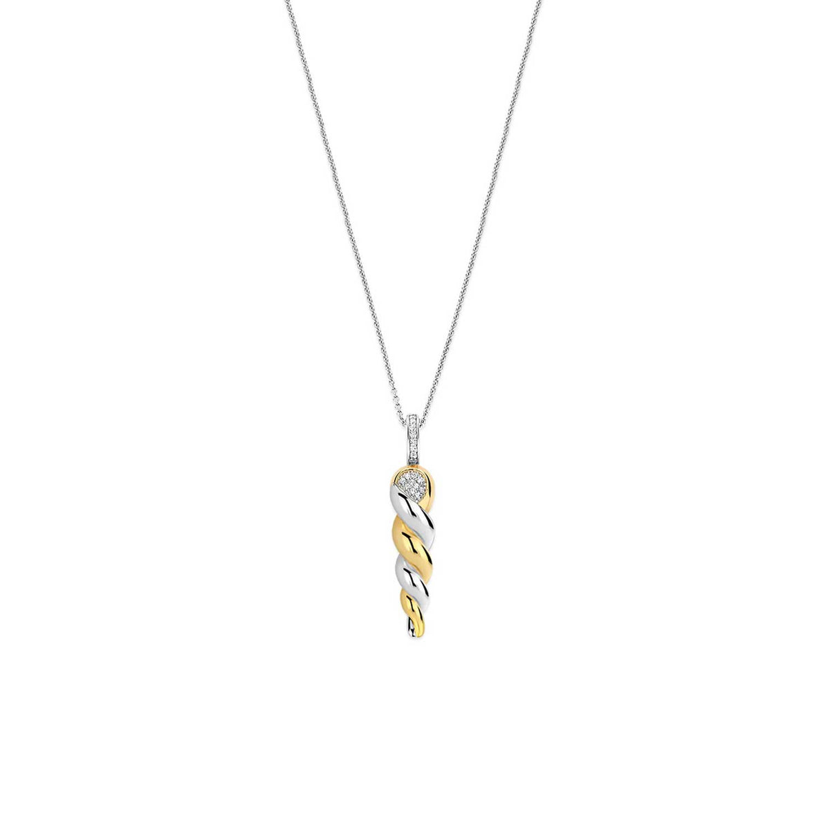 Ti Sento Twisted Helix Pendant Necklace, Gold & Silver