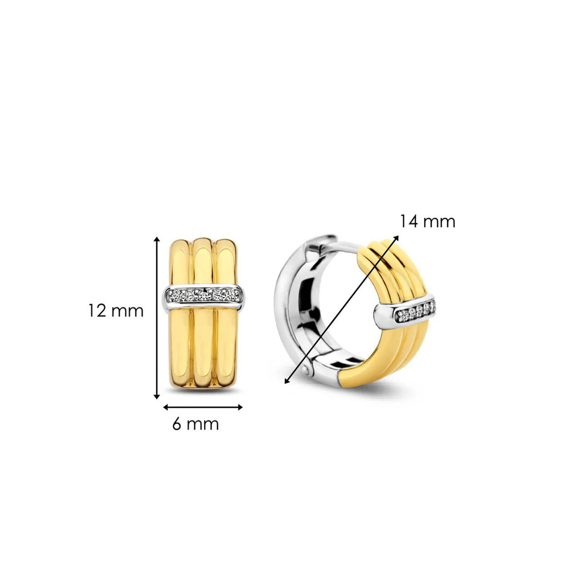 Ti Sento Two-Tone Triple Hoop Earrings, Gold & Silver