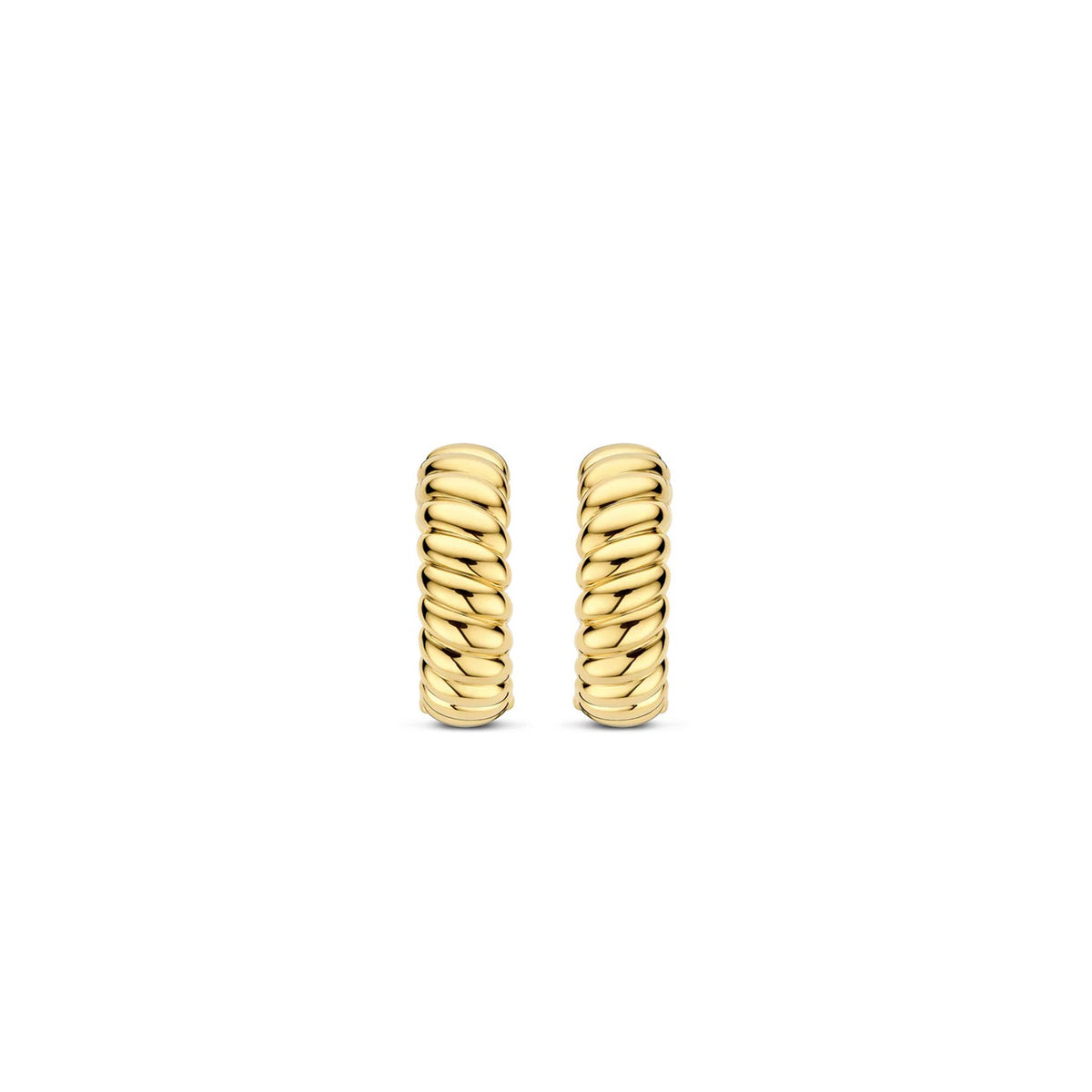 Ti Sento Vintage Ribbed Huggie Earrings, Gold