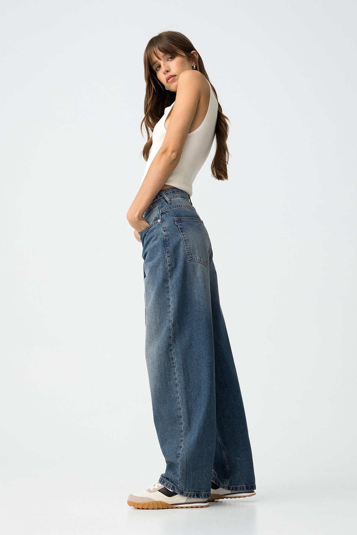 Tiffosi Ava Balloon Fit Jeans, Dark Blue