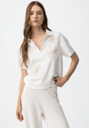 Tiffosi Open Neck with Flower Print Polo T-Shirt, White