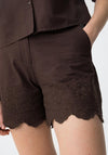 Tiffosi Embroidered Floral Detail Shorts, Brown