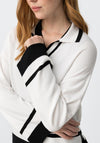 Tiffosi Open V-Neck Contrast Collared Top, White