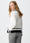 Tiffosi Open V-Neck Contrast Collared Top, White