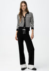 Tiffosi Contrasting Ribbed Flare Trousers, Black