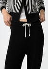 Tiffosi Contrasting Ribbed Flare Trousers, Black