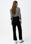 Tiffosi Contrasting Ribbed Flare Trousers, Black