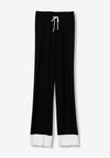 Tiffosi Contrasting Ribbed Flare Trousers, Black