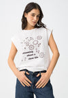 Tiffosi Rhinestone Detail With Printed Text T-Shirt, White