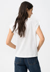 Tiffosi Rhinestone Detail With Printed Text T-Shirt, White