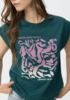 Tiffosi Graphic Print Short Sleeve With Rhinestone T-Shirt, Green