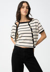 Tiffosi Harlow Striped Cardigan and Vest Top, Cream