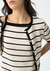 Tiffosi Harlow Striped Cardigan and Vest Top, Cream