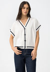 Tiffosi Button Up Contrast V-Neck Cardigan, White