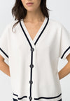 Tiffosi Button Up Contrast V-Neck Cardigan, White