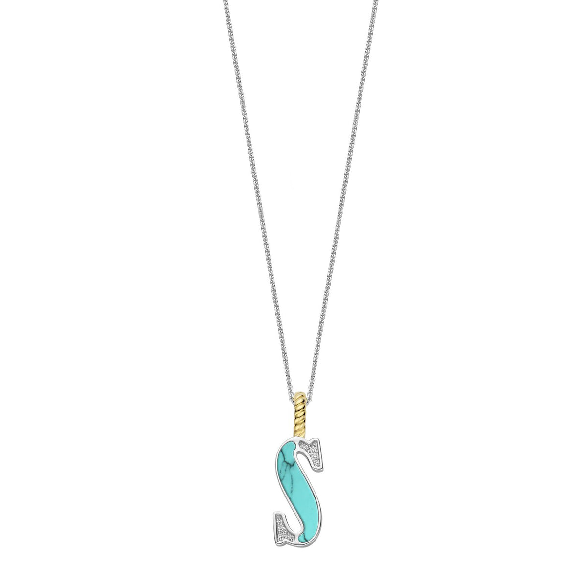 Ti Sento S Initial Pendant Necklace, Silver & Turquoise