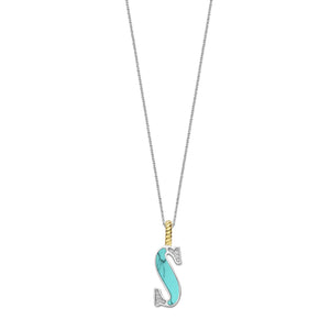 Ti Sento S Initial Pendant Necklace, Silver & Turquoise