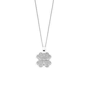 Ti Sento CZ Clover Pendant Necklace, Silver