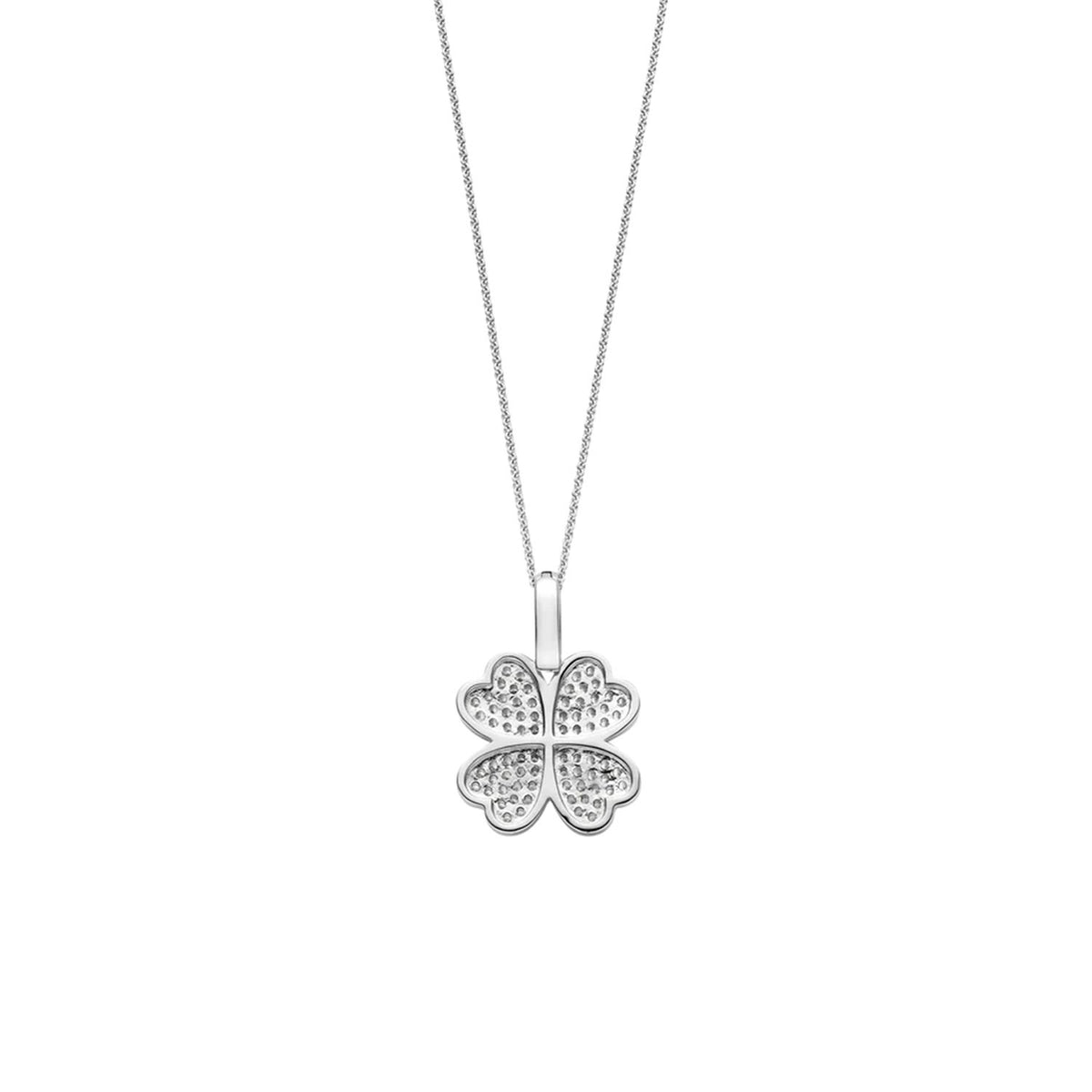 Ti Sento CZ Clover Pendant Necklace, Silver