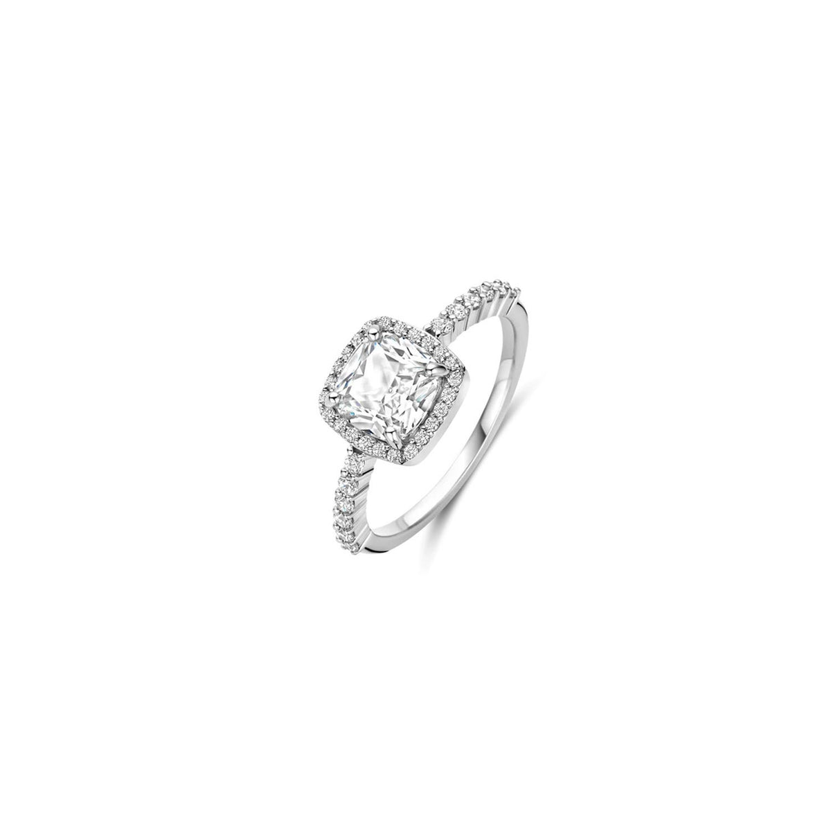 Ti Sento Cushion Cut CZ Ring, Silver