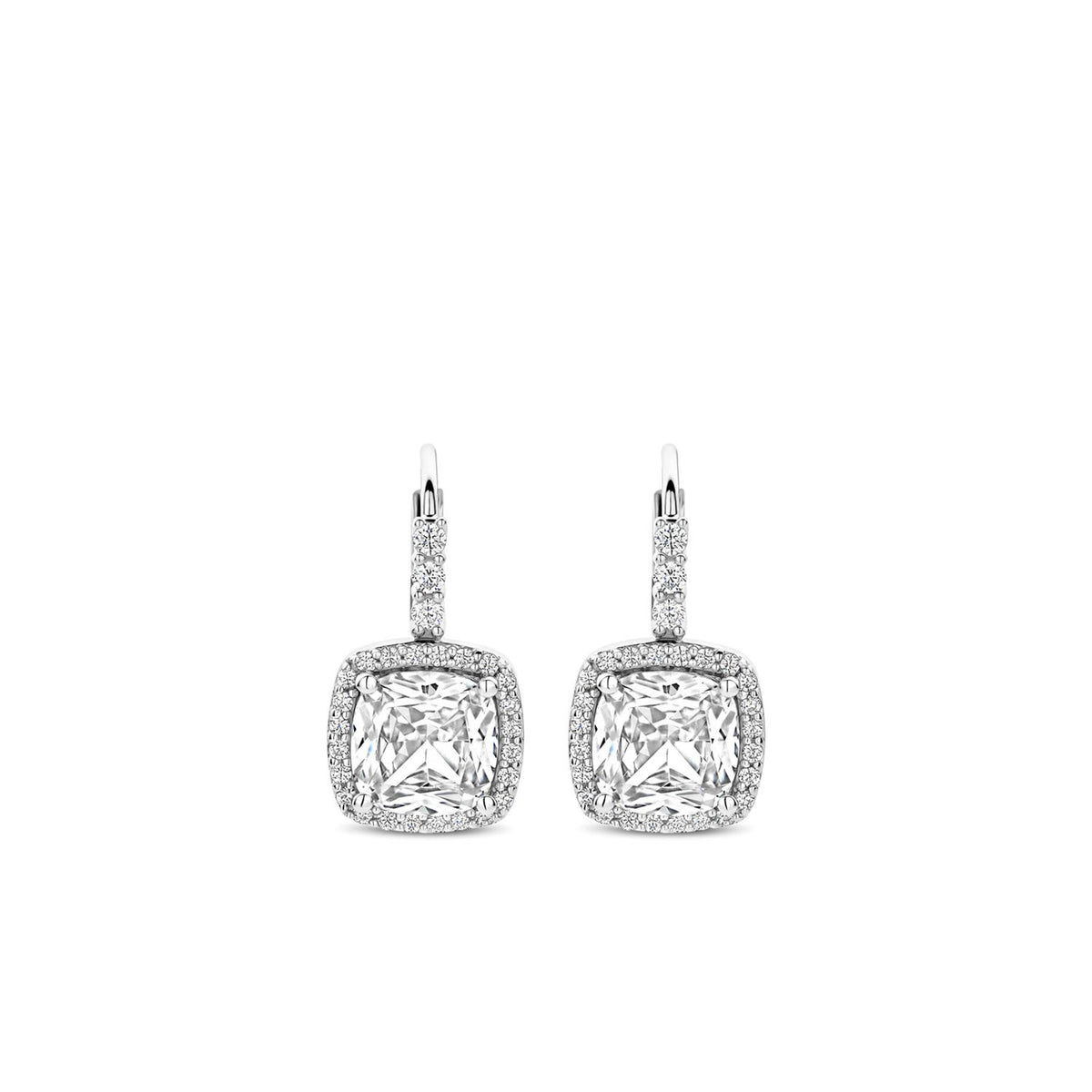 Ti Sento CZ Cushion Cut Hoop Earrings, Silver