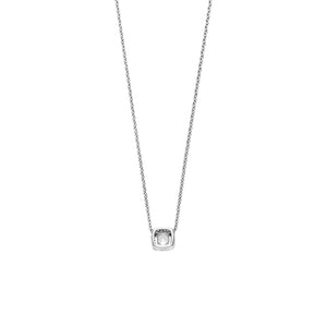 Ti Sento CZ Cushion Cut Necklace, Silver