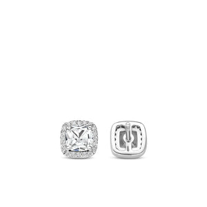 Ti Sento CZ Cushion Cut Stud Earrings, Silver