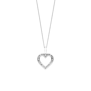 Ti Sento CZ Heart Silhouette Pendant Necklace, Silver