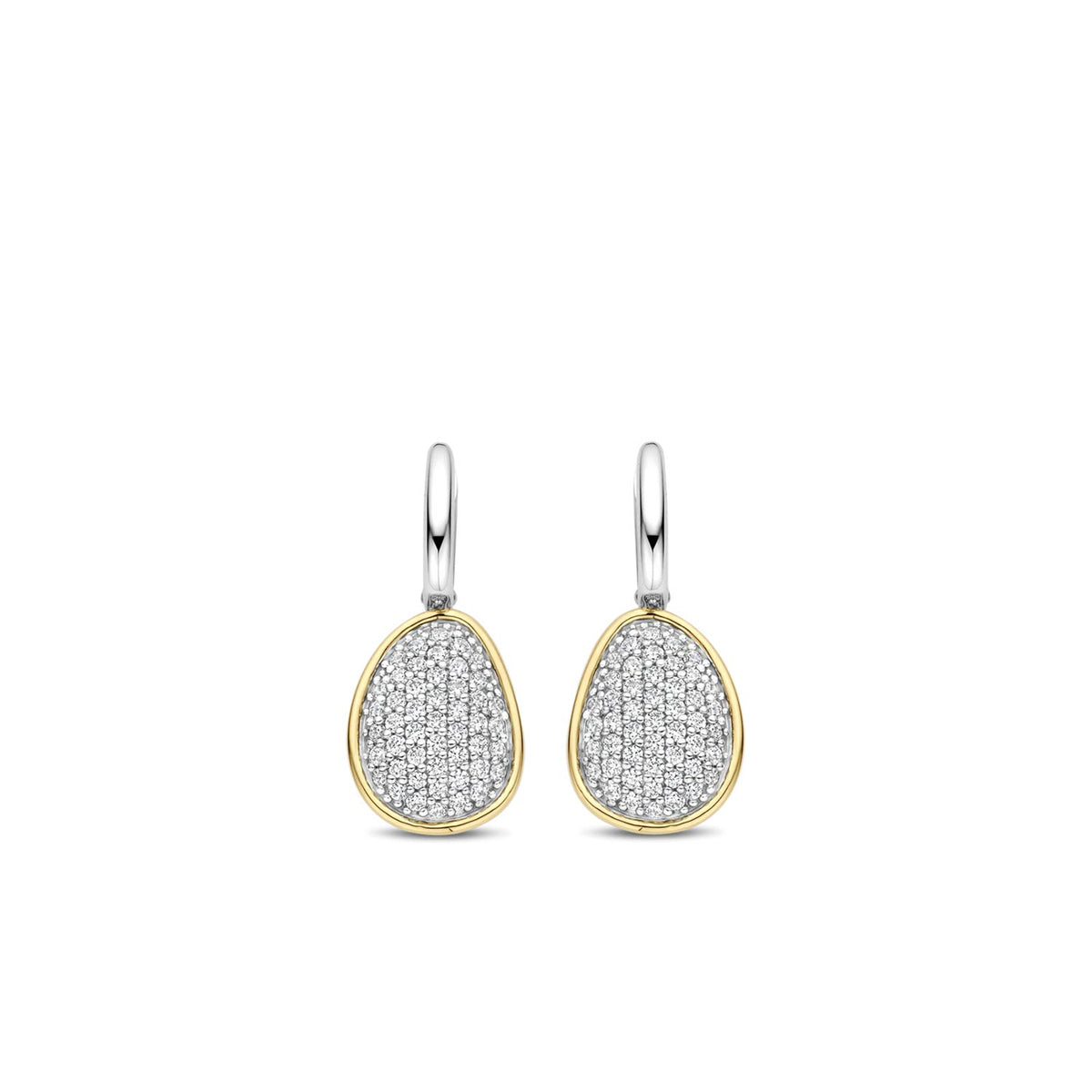 Ti Sento CZ Pebble Hoop Earrings, Silver