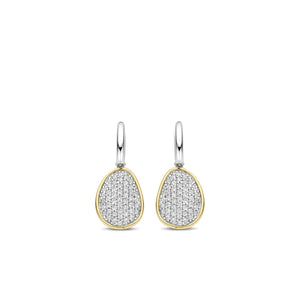 Ti Sento CZ Pebble Hoop Earrings, Silver