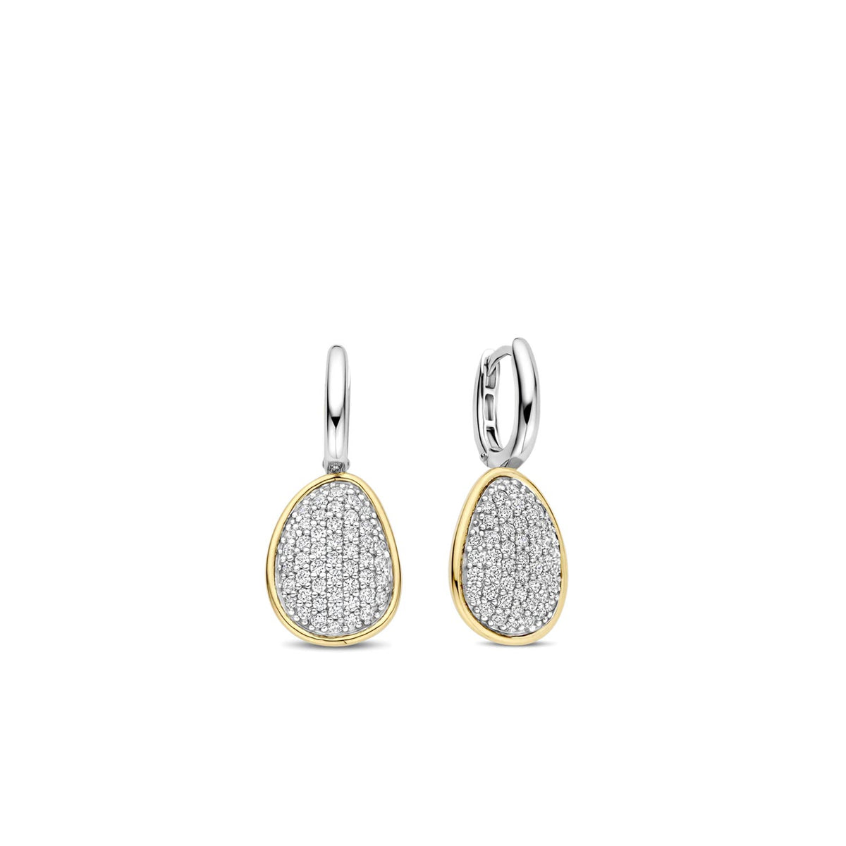Ti Sento CZ Pebble Hoop Earrings, Silver