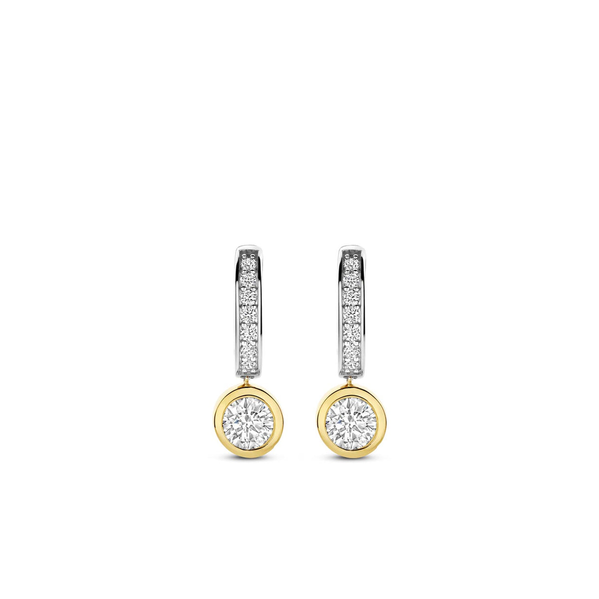 Ti Sento CZ Round Hoop Earrings, Gold and Silver