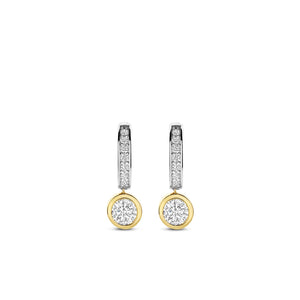 Ti Sento CZ Round Hoop Earrings, Gold and Silver