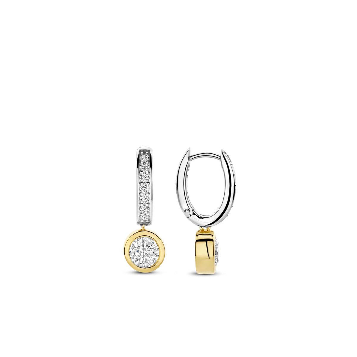 Ti Sento CZ Round Hoop Earrings, Gold and Silver