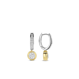 Ti Sento CZ Round Hoop Earrings, Gold and Silver