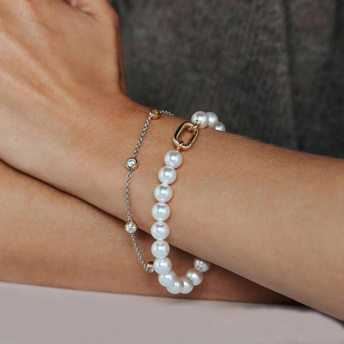 Ti Sento CZ Stone Chain Bracelet, Silver - McElhinneys