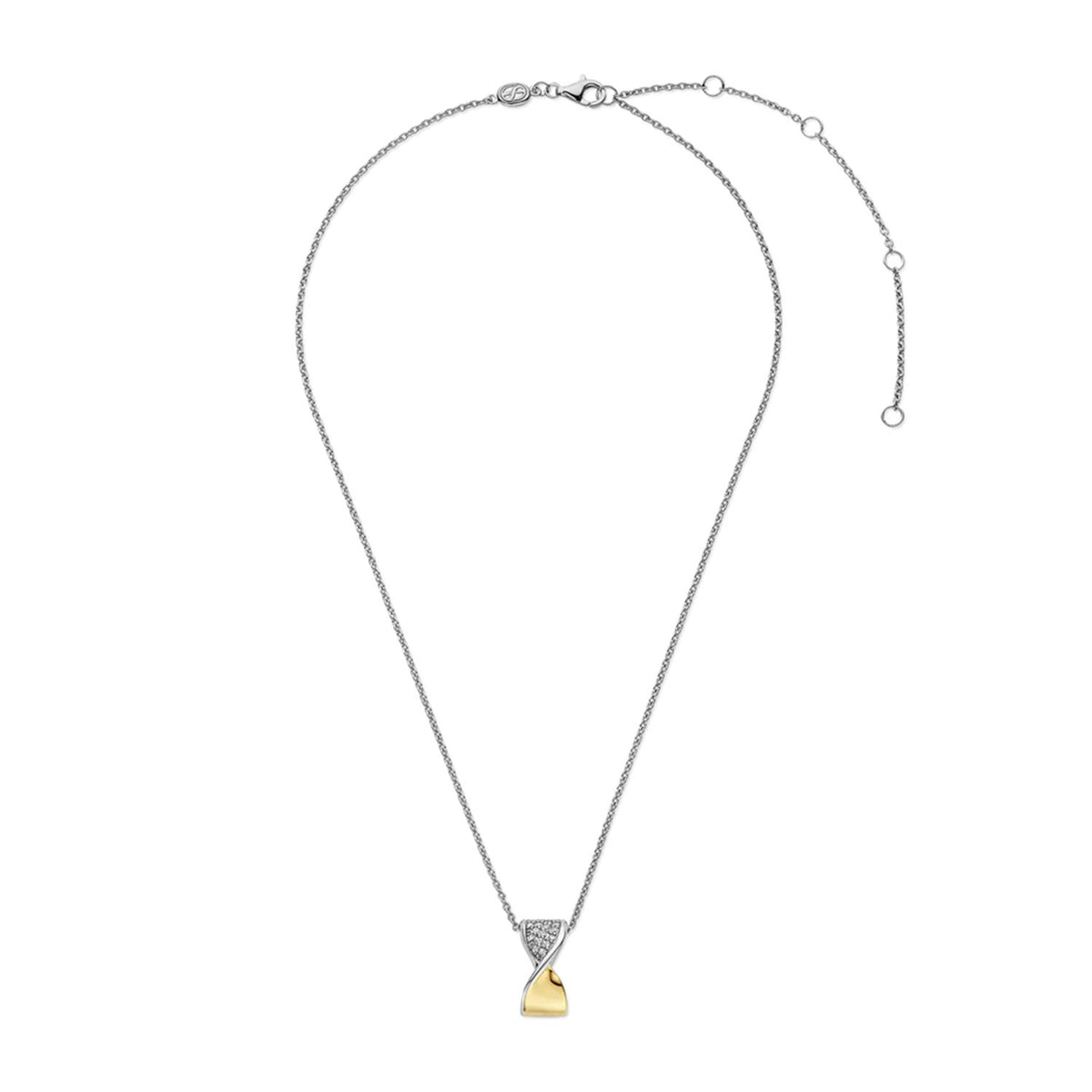Ti Sento CZ Twisted Necklace, Silver