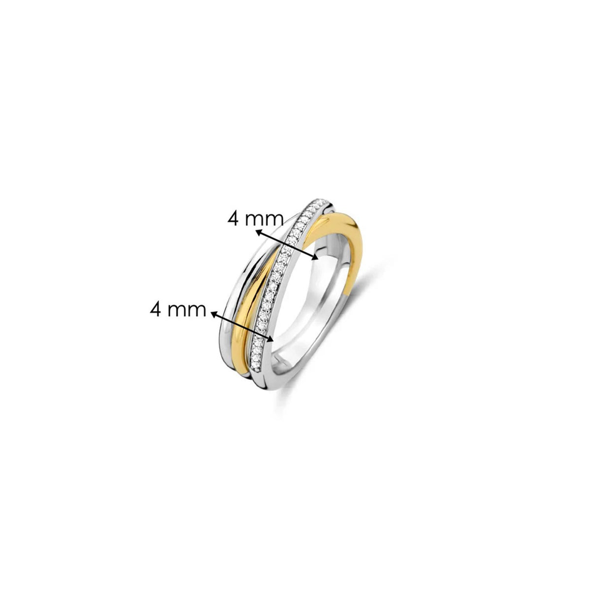 Ti Sento Intertwined CZ Band Ring, Silver & Gold, Size 58