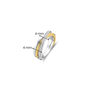 Ti Sento Intertwined CZ Band Ring, Silver & Gold, Size 58