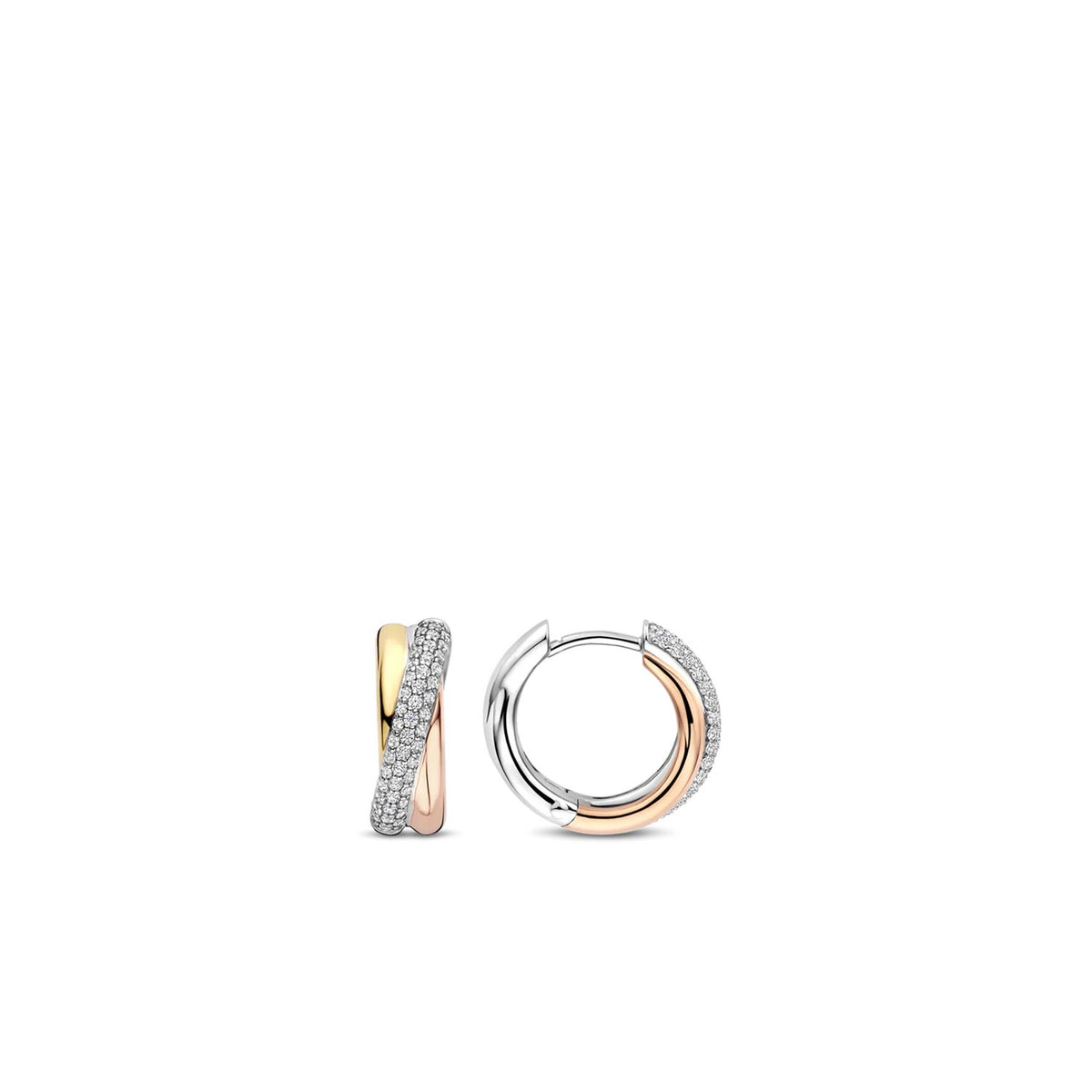 Ti Sento Intertwined Ring Hoop Earrings, Silver