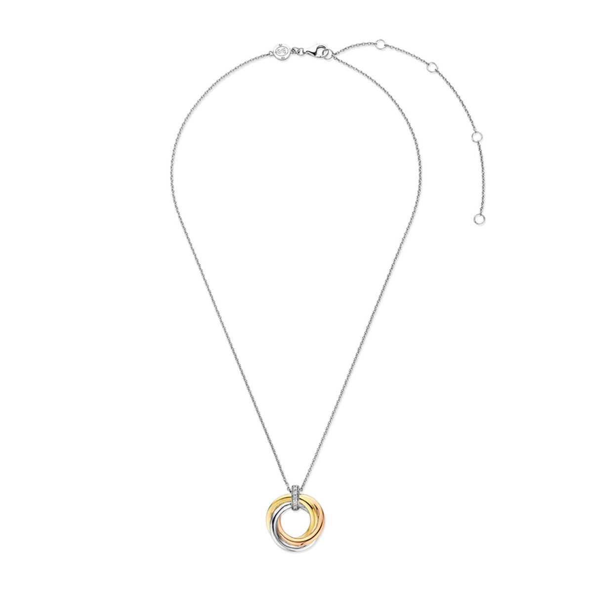 Ti Sento Intertwined Ring Necklace, Silver