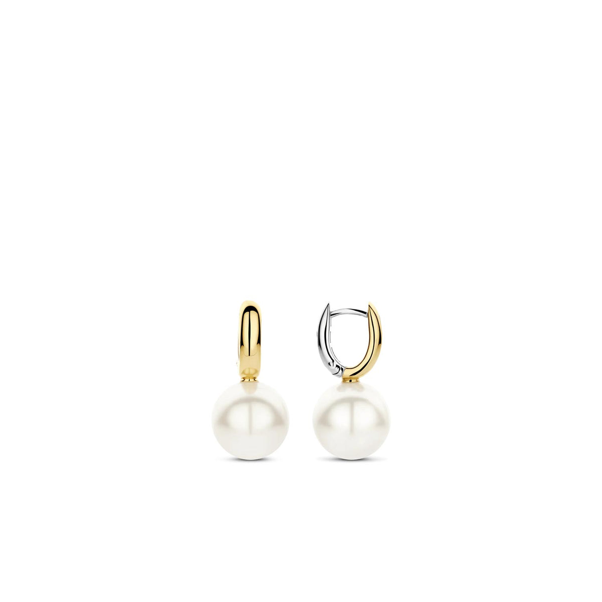Ti Sento Large Pearl Hoop Earrings, Gold