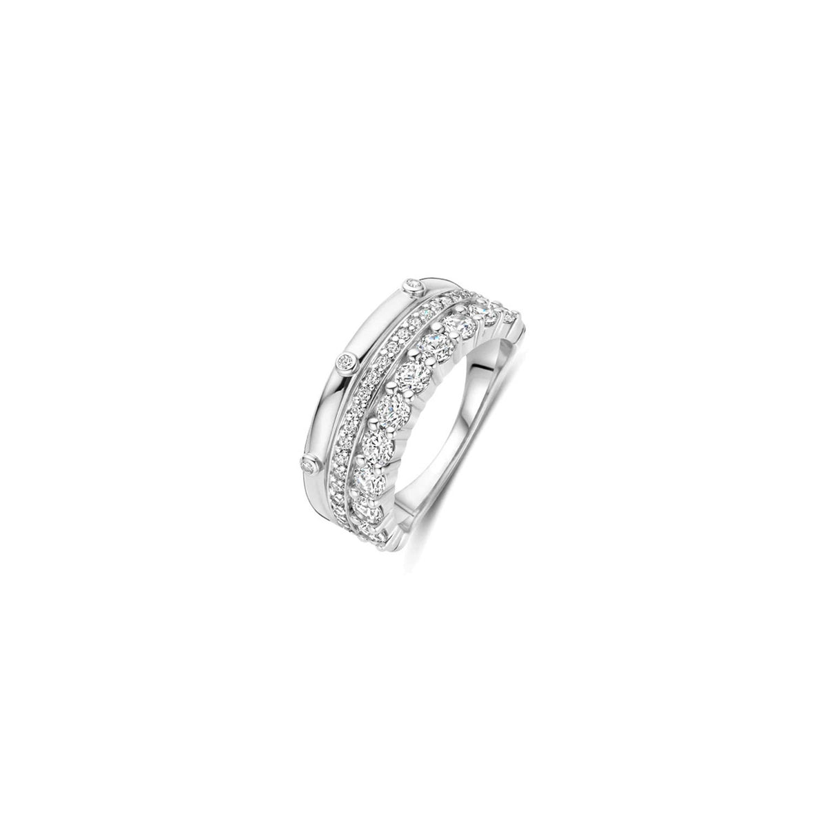 Ti Sento Layered CZ Ring, Silver