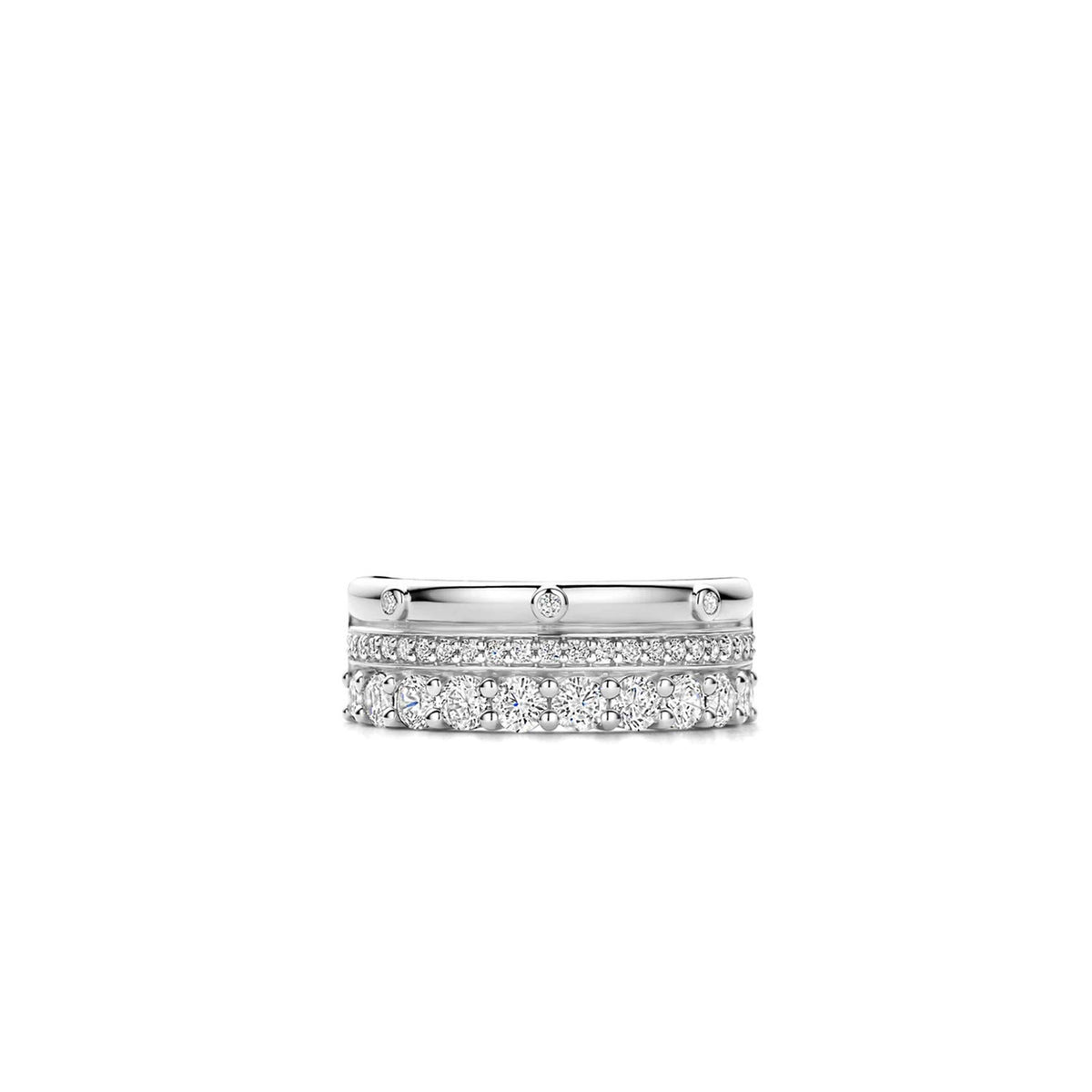 Ti Sento Layered CZ Ring, Silver