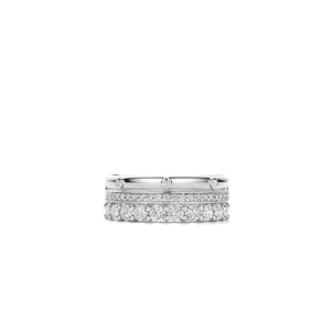 Ti Sento Layered CZ Ring, Silver