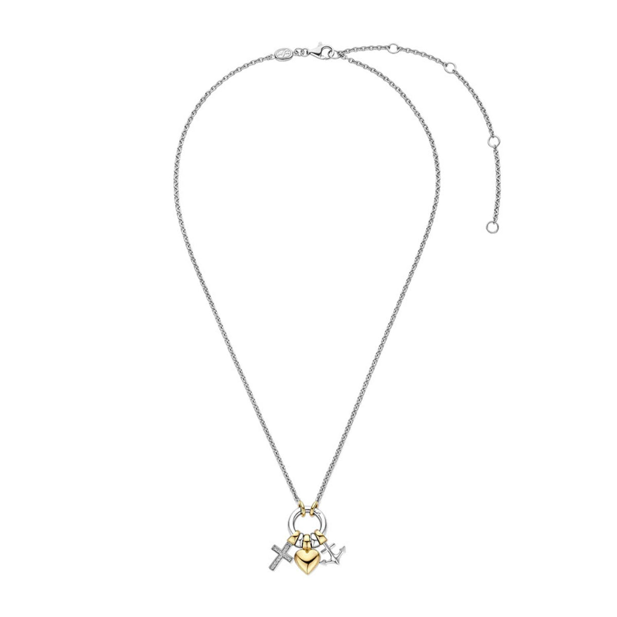 Ti Sento Love Faith & Hope Charm Pendant Necklace, Gold & Silver