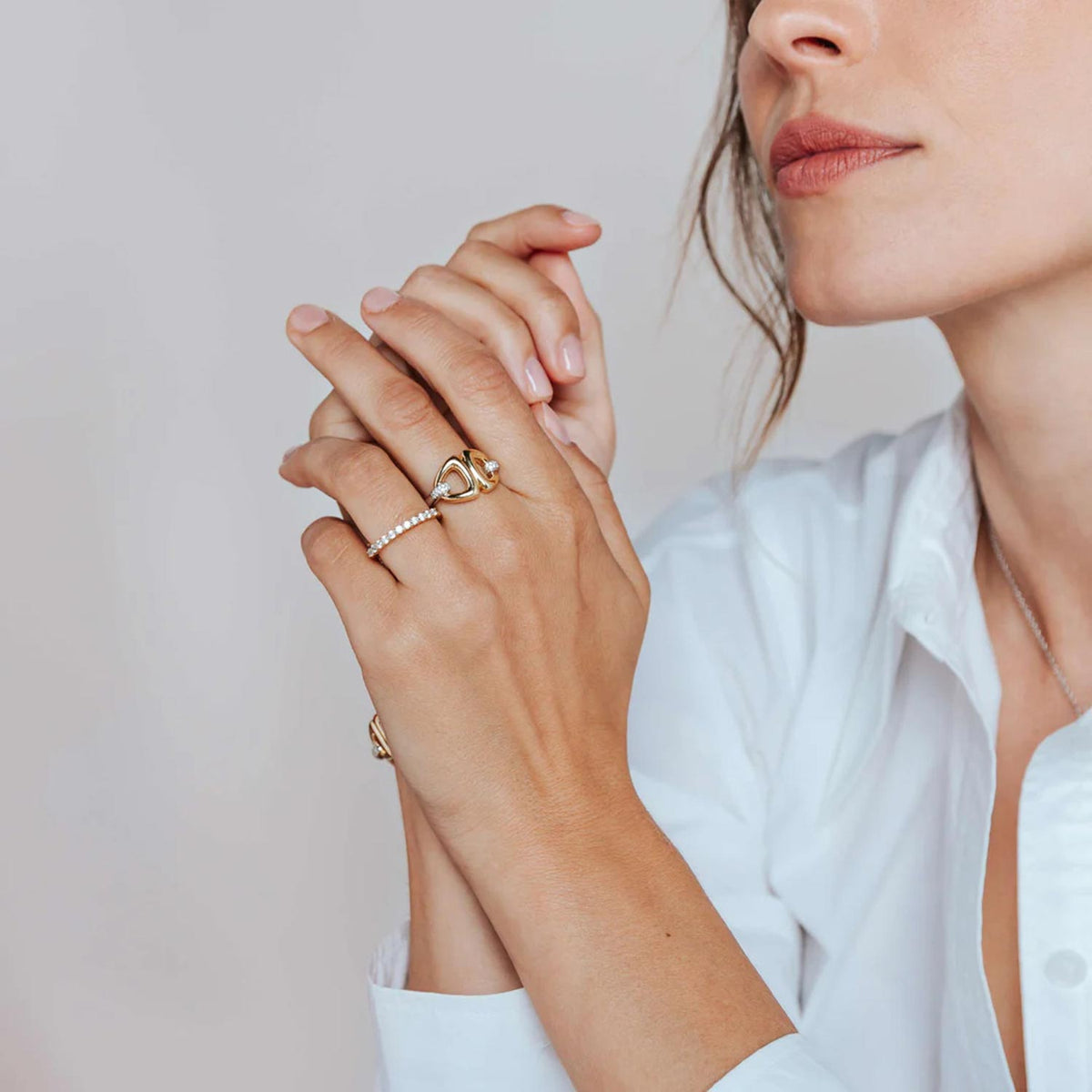 Ti Sento Open Triangle Ring, Gold & Silver